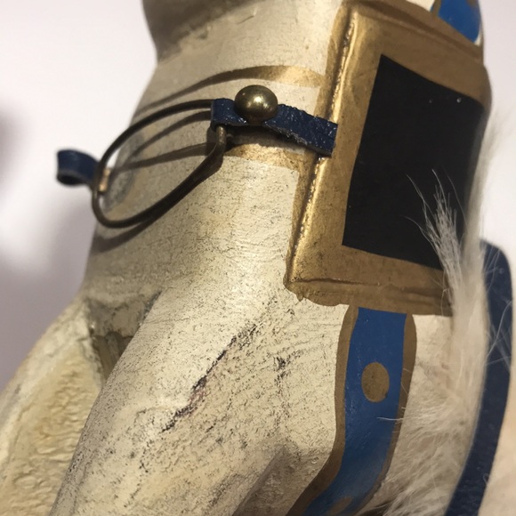 Vintage Shabby Chic Small Wooden Rocking Horse With Real Fur Mane - Picture 14 of 16